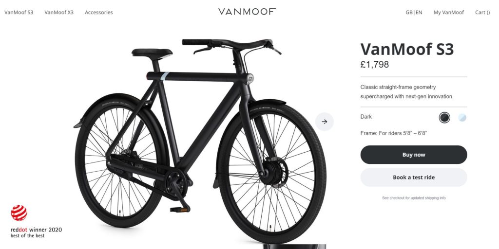 vanmoof tooteleht ja tootekirjeldus